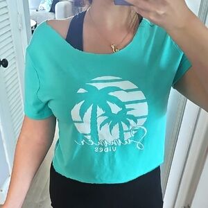 Summer Vibes Teal Crop Top